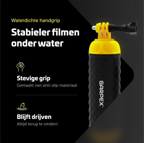 GarpexÂ® Floating Handgrip - Schwimmendes Stativ - Universal - Geeignet für alle Action-Kameras - Selfie Stick - Inklusive verstellbarer Handschlaufe und Daumenschraube