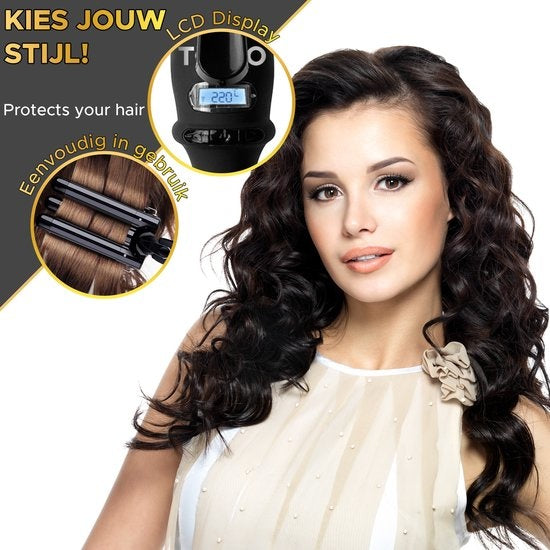 Toivo Waffeleisen HS31 ProCare - Tri-Blade-Technologie - 25MM - Wellen-Lockenstab - Wellen-Lockenstab - Waver