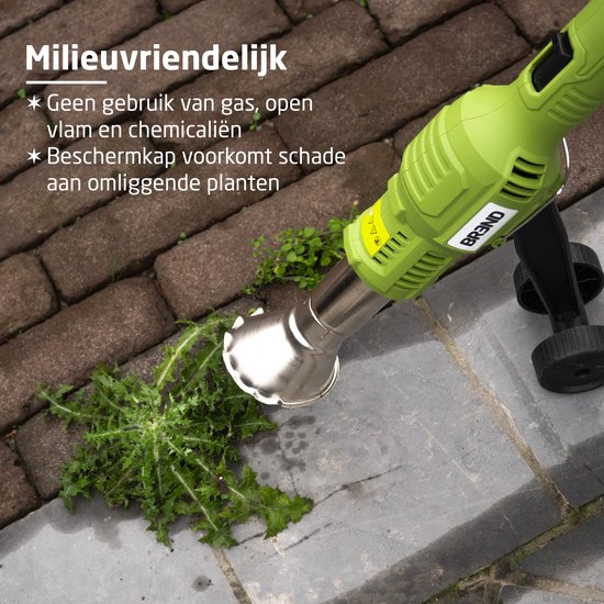 BREND BR-2229 Elektrischer Unkrautbrenner mit Rädern - Unkrautvernichter mit Hitze bis zu 650 °C - Mit Aufsatz für BBQ - Umweltfreundlich - Grün