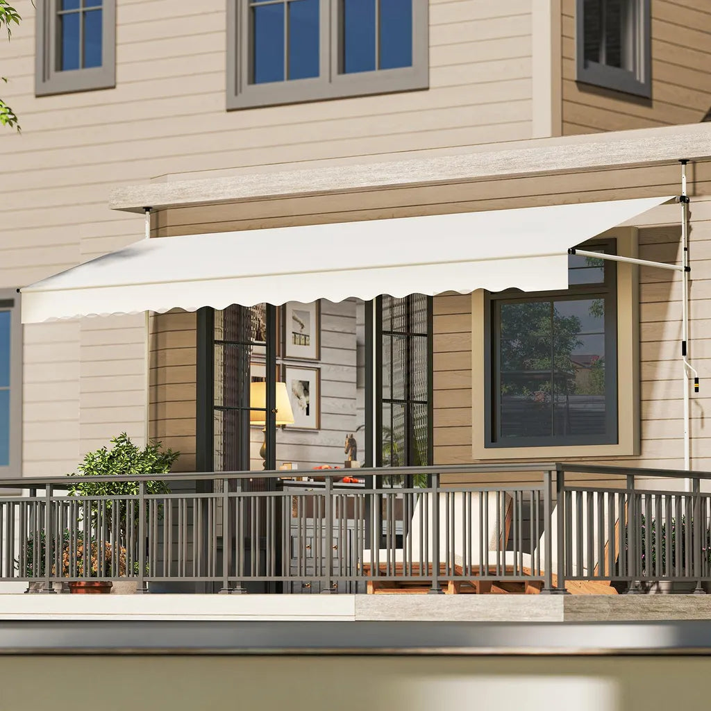 Coast Klemmarkise 400 × 120 cm – Weiß – Bohrfreier Balkonsonnenschutz mit Handkurbel und höhenverstellbar