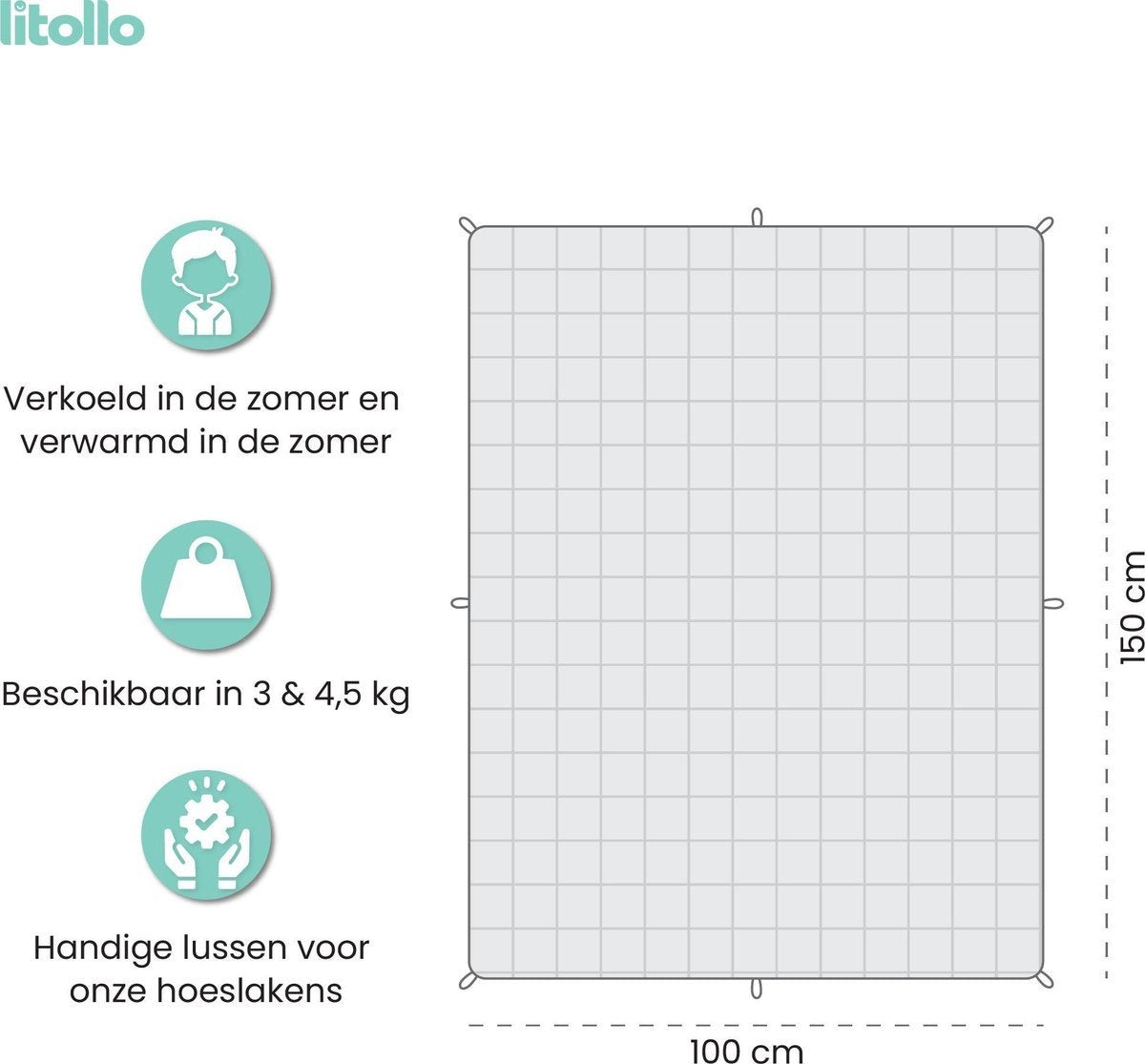 Litollo Dämpfungsdecke Kind 4,5 kg mit Tiermuster Outdoor-Bezug - Langlebiges Bambusmaterial - Grau - 100x150cm