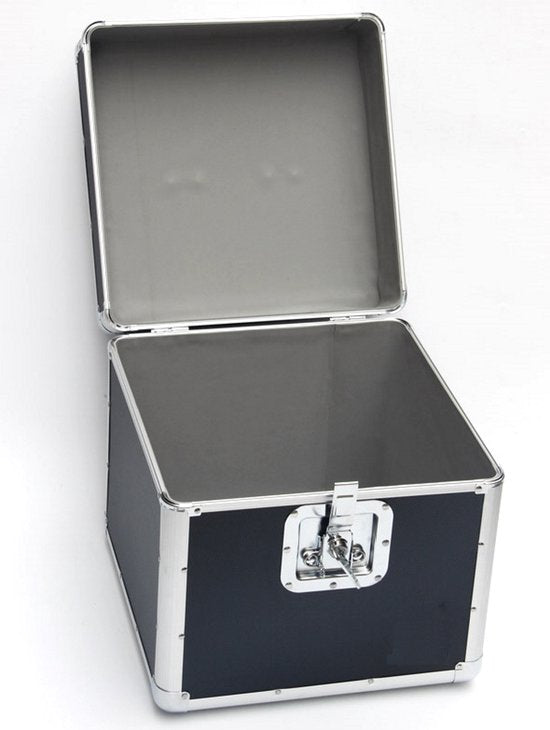 Vinylkoffer LP-Koffer für 70 bis 100 Schallplatten abschließbar schwarzes Aluminium