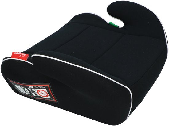 Carkids I-Size Sitzerhöhung Sam – Entspricht der Norm I-Size R-129 – Für Kinder von 125–150 cm – Abnehmbarer und waschbarer Bezug – Flexible Montage – Schwarz
