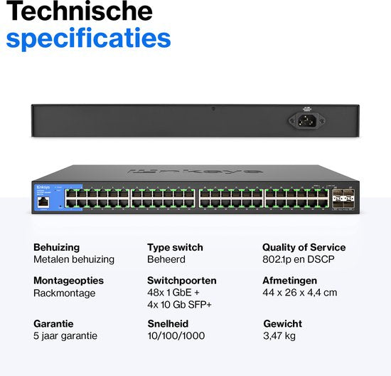 Linksys LGS352C – Netzwerk-Switch – verwaltet – 48 Ports – 10G-SFP+-Ports – Schwarz