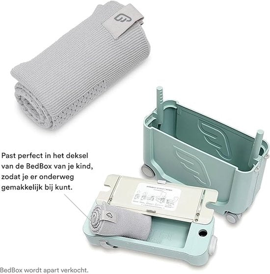 JetKids by Stokke Decke aus Merinowolle, kieselgrau – Passt in den Deckel der BedBox, um Ihr Kind auf Reisen warm zu halten – Maschinenwaschbar