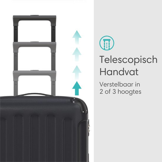 Voyagoux® Kofferset 3 Stück - ABS Kofferset - L / M / S - Koffer - Schwarz