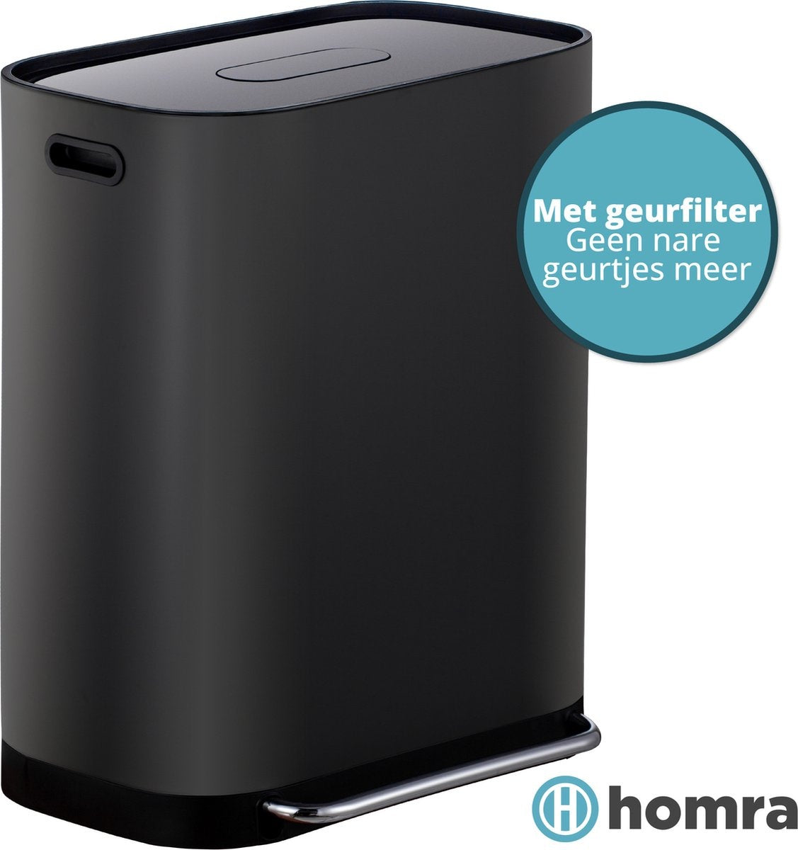 Homra - Mülleimer - 2x30L - Mülltrennung - mit Geruchsfilter - Edelstahl - Schwarz