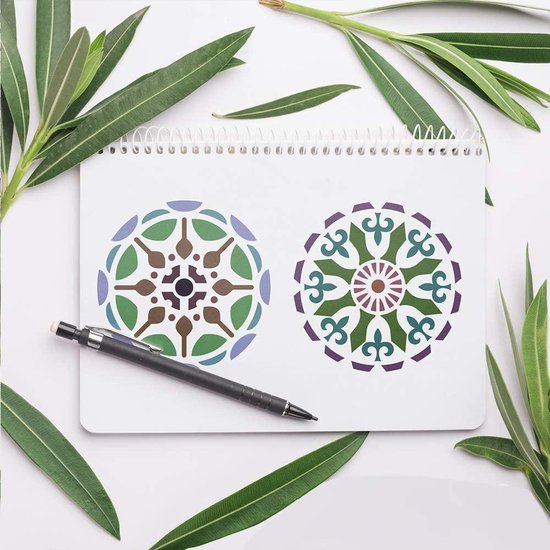 Happy Goods Mandala Punkt Malschablonen 24 Stück 13x13cm | Dotting Art | Dots - Bastelschablonen - Zeichenschablonen - Malschablonen