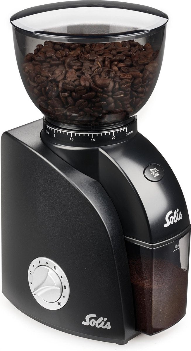 Solis Scala Zero Static 1662 Kaffeemühle - Elektrische Kaffeemühle - Kaffeemühle mit 24 Mahlgradeinstellungen - Antistatisch - Schwarz
