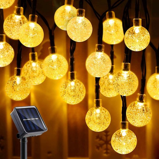 Happy Goods Solar Gartenleuchten - 50 LED Lichterkette für den Außenbereich - 5 m beleuchtet + 2 m Kabel - Außenbeleuchtung Lichtergirlande - Lichterketten