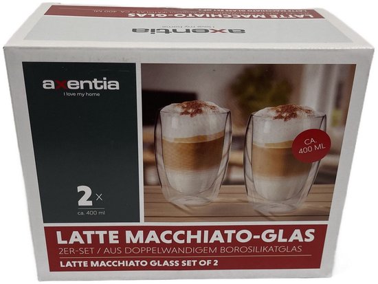 2 doppelwandige Gläser - geeignet für verschiedene Kaffeesorten - Latte macchiato, Cappuccino, Espresso - 2er-Set (300 ml)