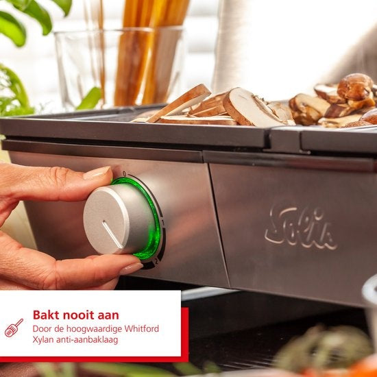 Solis Deli Grill 7951 - Fettablauf mit Auffangschale - 2.200 Watt - Edelstahl - Silber/Schwarz