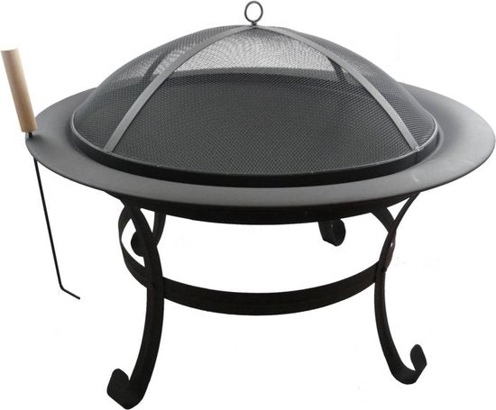 BBQ Collection Feuerschale - Feuerkorb mit Funkenschutz - Außenkamin 77 x 17 x 76 cm - Gartenkamin mit Griffen - Terrassenkamin für Brennholz - Terrassen- und Gartenofen für Lagerfeuer - Kohlenstoffstahl