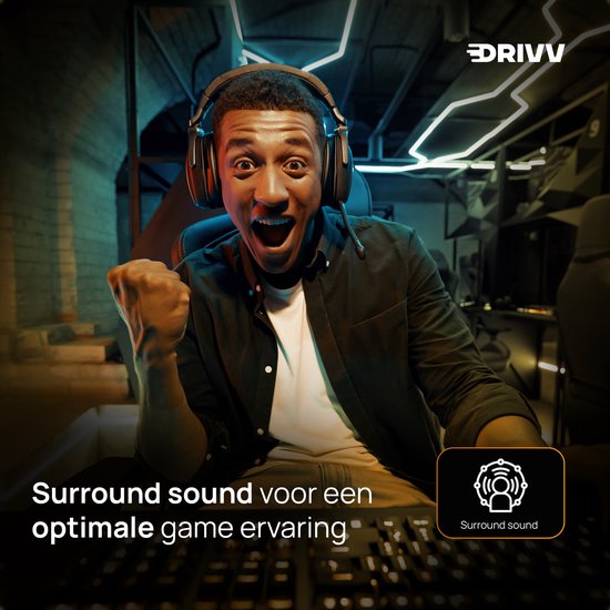 Drivv. PRO Wireless Gaming Headset mit Mikrofon - Bluetooth Game Headset geeignet für PS4, PS5, Xbox Serie und PC - Wireless 2.4GHz