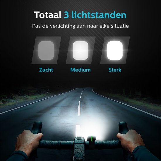 Inlustro Wiederaufladbares LED-Fahrradlicht-Set - Mit Blendschutz und Bremssensor - Rennrad / Radfahren / MTB Fahrradlicht - Fahrradlicht rot und Scheinwerfer weiß - Vorderlicht Rücklicht Fahrradlicht - Wasserdicht / USB-C