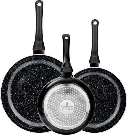 CeraFusion Keramikpfannen Set 3-teilig - Bratpfanne 20, 24 & 28 cm - Bratpfannen - Bratpfannenset - Induktionspfannen - Pfanne - PFAS frei