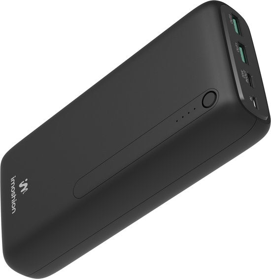 iMoshion® Powerbank 27000 mAh - Schnelles Ladegerät & Batterieanzeige - Geeignet für iPhone & Samsung, u.a. - 18 Watt - USB A, USB C & Micro USB - Schwarz