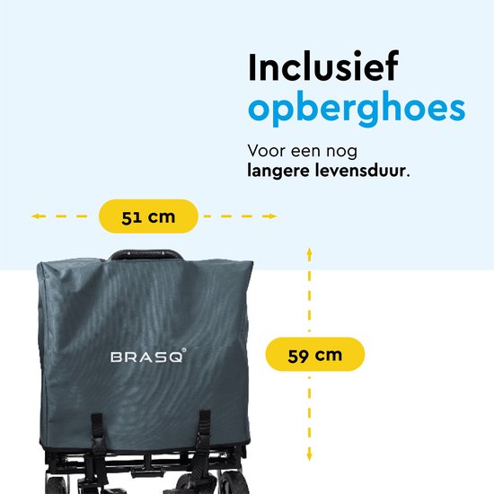 BRASQ Faltbarer Wagen - 100 Liter - 80 KG Kapazität - Schwenkbare Räder mit Bremse - 90x51x100 CM - Verstellbarer Griff - Faltbarer Wagen - Kompakt - Grau