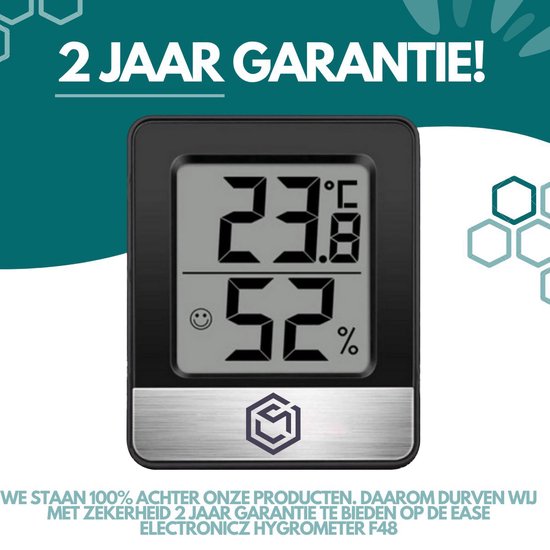 Ease Electronicz Hygrometer - Luftfeuchtigkeitsmesser - Digitale Wetterstation - Luftfeuchtigkeitsmesser - Thermometer für Innenräume - inklusive Batterie