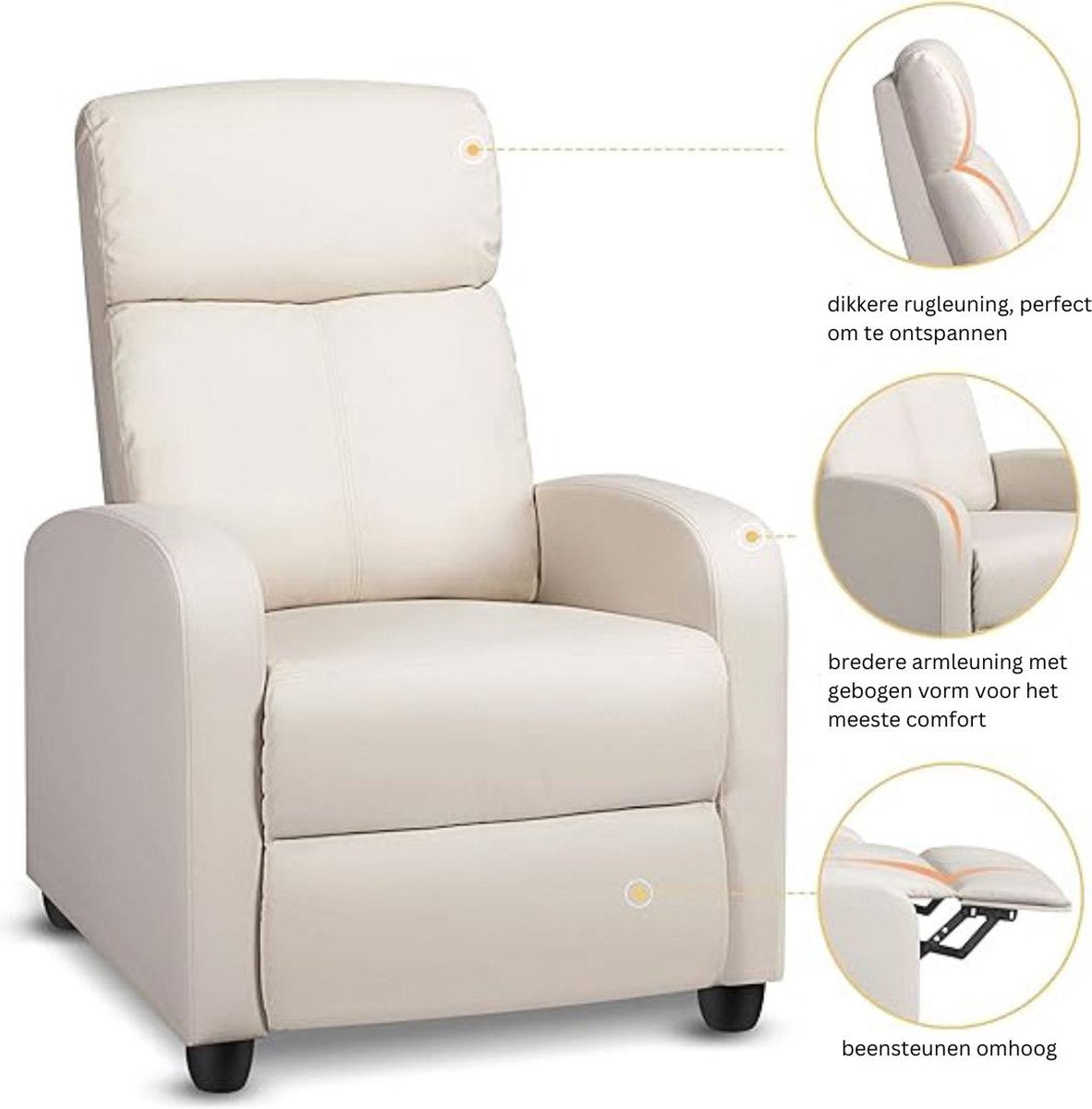 Yaheetech Relaxsessel – Schwarz – PU-Leder – Verstellbar – 120 kg – Mit Fußstütze
