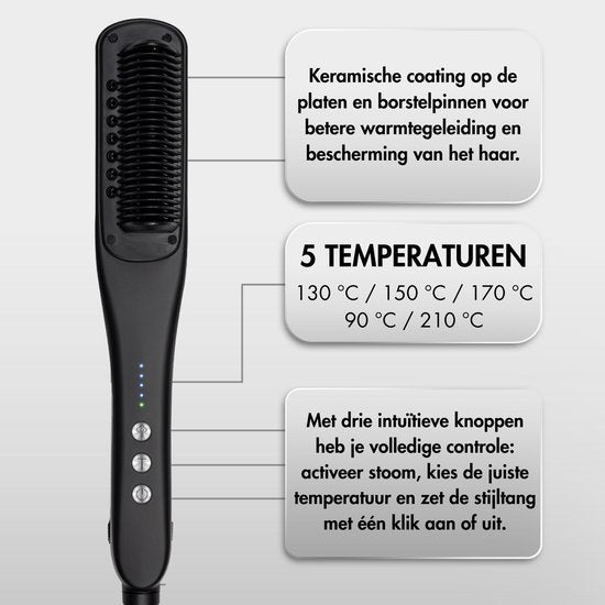 Sansbeauté® Steam Straightener PRO - Dampfglätter - Professionelles Glätteisen 5.0 - Dampfglätter - Schwarz