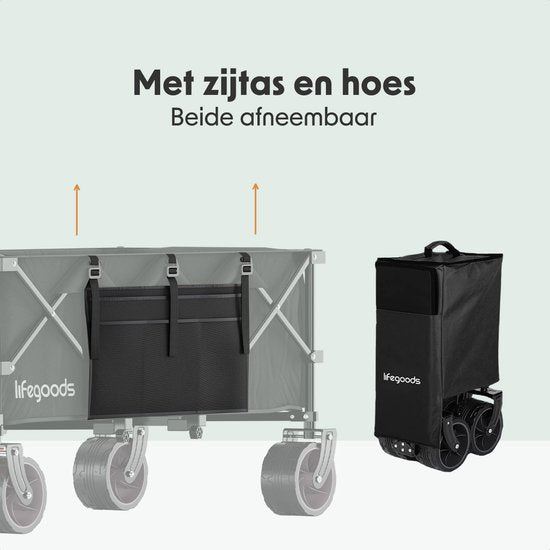 LifeGoods Wagon - XXL - faltbar - 300L - 150KG Tragfähigkeit - Schwarz