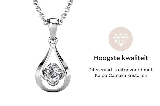 Yolora Damen Halskette mit Kalpa Camaka Kristall Anhänger - Farbe Silber - 18K Weißgold plattiert - Geschenkbox - Muttertagsgeschenk