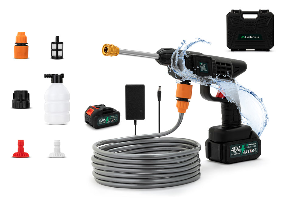 Hortensus 3-in-1 Hochdruckreiniger - Kabellos mit Akku - Kompakt und tragbar