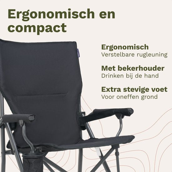TRVLMORE Campingstuhl – Zusammenklappbar – 120 kg Tragkraft – inkl. Tragetasche – Klappstuhl – Angelstuhl – Campingstuhl – Faltstuhl – Grau
