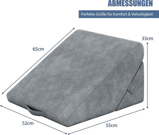COSTWAY Keilkissen, Lesekissen, Rückenkissen, Beinkissen, Bezug aus Memory-Schaum, waschbar, Reflux-Kissen, für Erwachsene, Bettkissen, ergonomisch, Venus, Entspannungskissen für Bett und Sofa, 58 x 36 x 50,5 cm