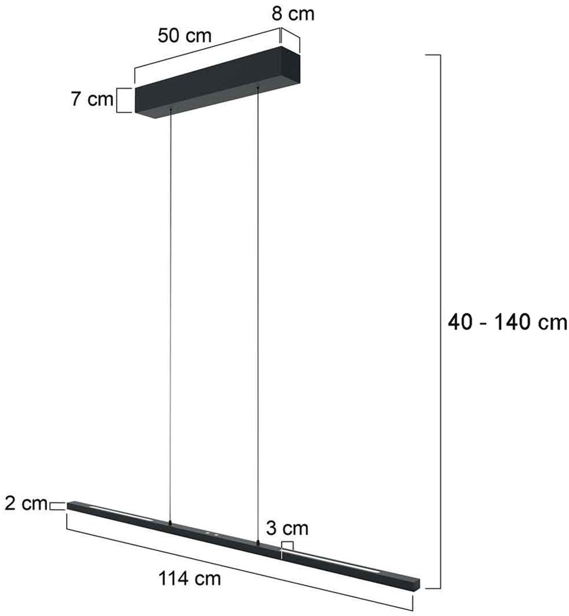 Steinhauer Bande LED-Pendelleuchte - Schwarzes Metall - Designleuchte mit oberem und unterem Licht - Verstellbar - Modern & funktional - 3-flammig - 3800 Lumen