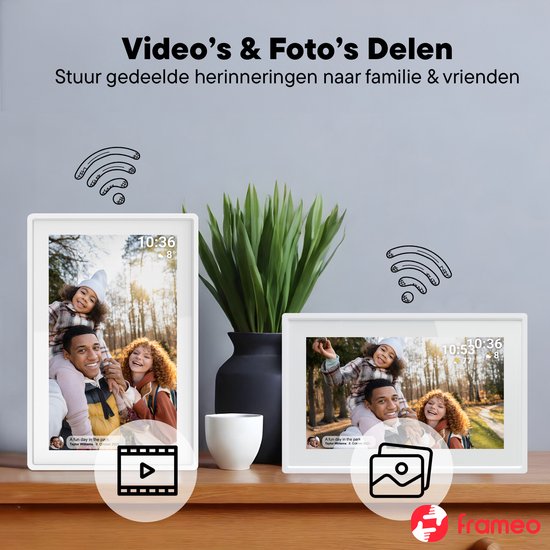 Denver Digitaler Fotorahmen 7 Zoll - Frameo App - Fotorahmen WiFi - IPS Touchscreen - 8GB - PFF725W