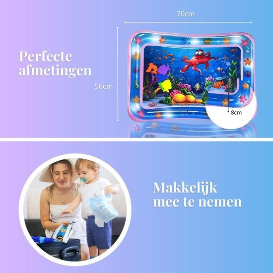 Tenify Waterspeelmat - Watermat - Speelkleed - Opblaasbaar - Tummy Time - Baby Speelgoed 0 Jaar - Kraamcadeau - Roze
