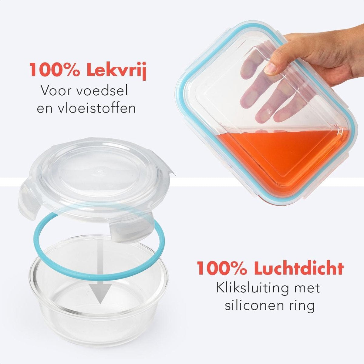 KitchenBrothers Mahlzeit Vorbereitung Tabletts - Frische Tray Set - luftdicht - BPA frei - Glas - 9 Stück