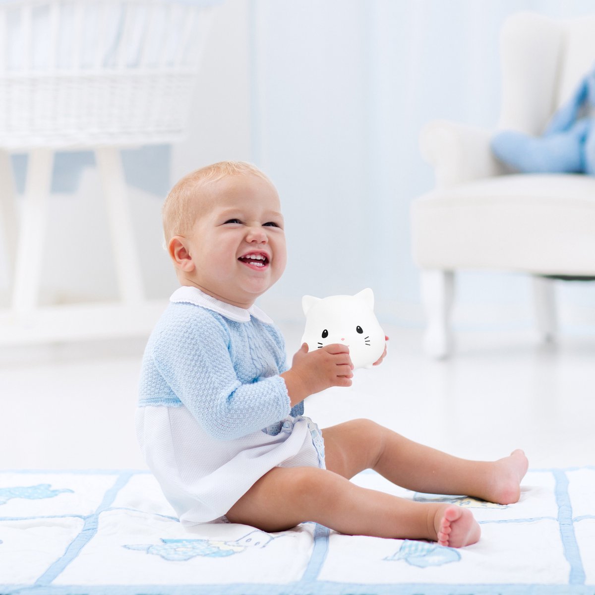 Sleepy Friends Sleepy Friends Kindernachtlicht Katze - 8 Farben - USB aufladbar - dimmbar - 95.2 x 97.4 x 100 mm - Grau