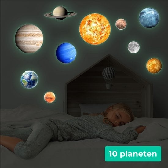 Nuvance - Glow in the Dark Stars - Planeten - 10 Stück - Babyzimmer Wandaufkleber