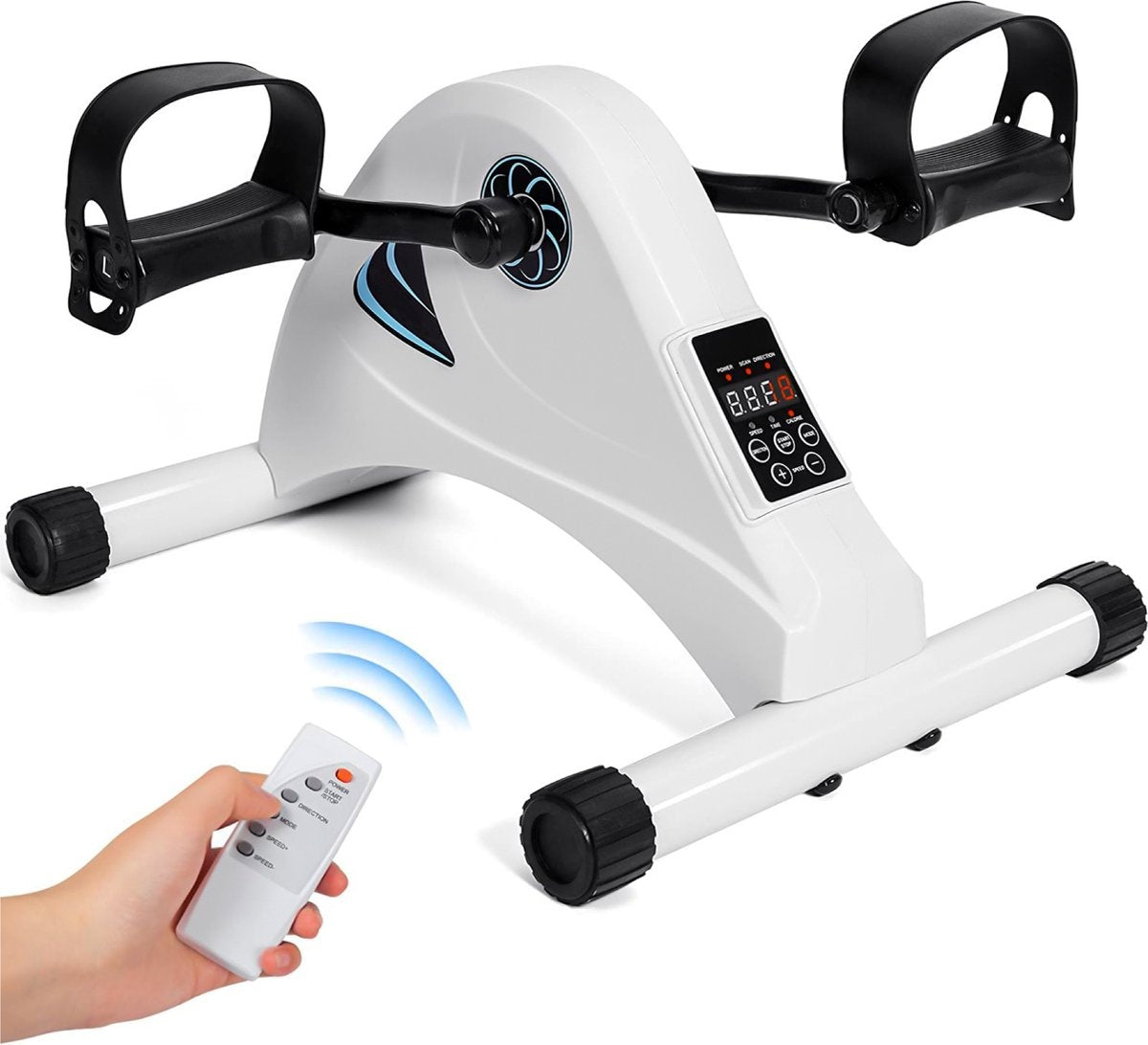 SafeLife Mini Heimtrainer - Elektrisch & einstellbarer Widerstand - 26 x 40 x 34 cm - Weiß