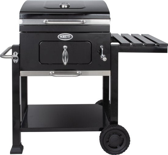 Boretti Carbone 2.0 Holzkohlegrill – Verstellbarer Kohlerost – Gusseiserne Grillroste – Schwarz