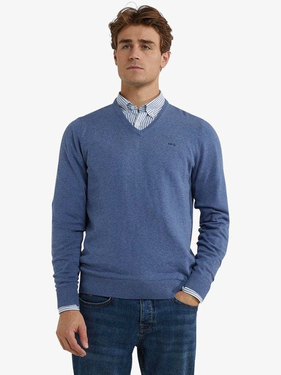 McGregor Pullover aus Merinowolle mit V-Ausschnitt, Vintage-Blau – Größe 3XL – Herren – Pullover