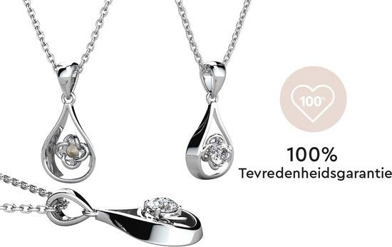 Yolora Damen Halskette mit Kalpa Camaka Kristall Anhänger - Farbe Silber - 18K Weißgold plattiert - Geschenkbox - Muttertagsgeschenk