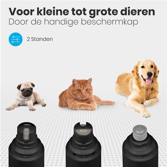 Auronic Elektrische Nagelfeile - für Tiere - wiederaufladbar - kabellos - Diamantfeilkopf - Hund/Katze - Schwärzen
