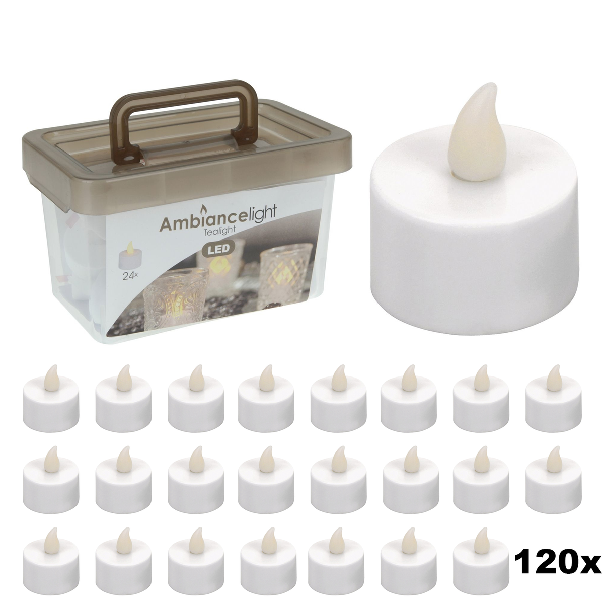 LED-Teelichtset - XXL Box mit 120 Kerzen - inkl. Batterien