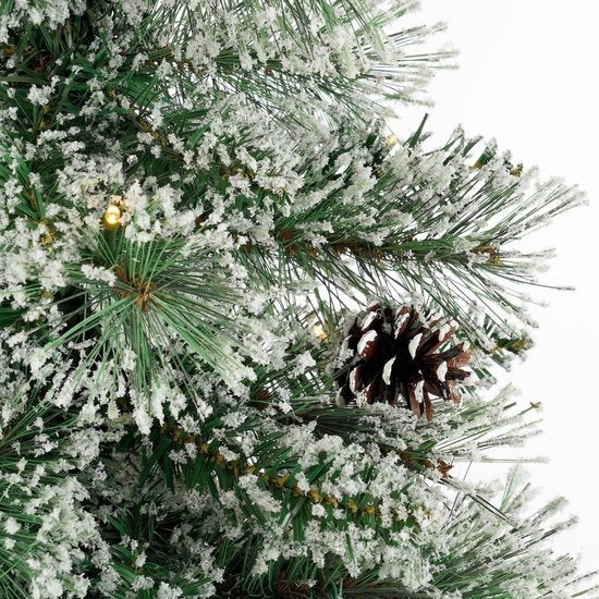 Black Box Trees Vandans Kunstweihnachtsbaum mit Beleuchtung H120 x Ø60 cm – Kunstbaum mit Weihnachtsschmuck – Kunstweihnachtsbaum mit verschneiten Zweigen – Grün