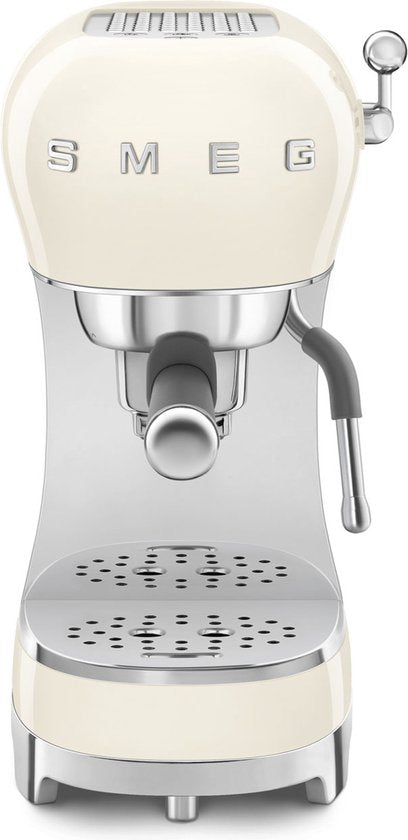 SMEG ECF02CREU Manuelle Espressomaschine – Kolbenmaschine – 15 bar – Thermoblock – Dampfdüse – Geeignet für gemahlenen Kaffee und E.S.E.-Pads – Stil der 50er Jahre – Creme