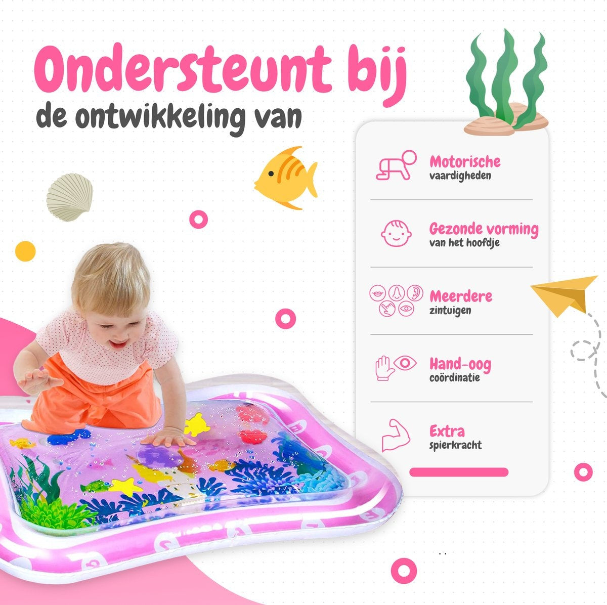 AyeKids Wasser Spielmatte - Wasser Matte - Spielmatte - Aufblasbar - Wasser Matte Baby - Rosa
