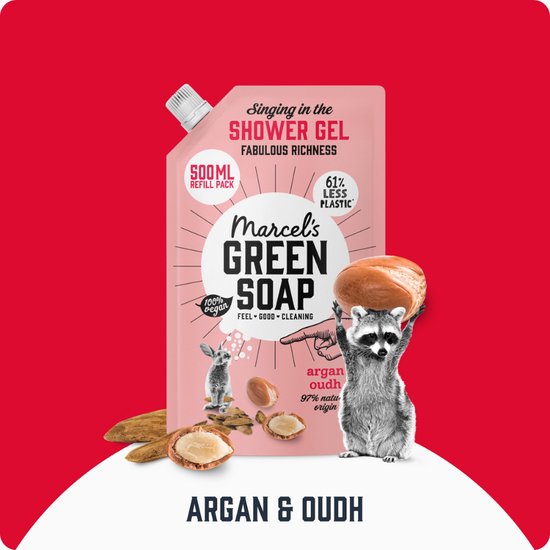 Marcel's Green Soap Duschgel-Nachfüllpackung – Argan & Oudh – 6 x 500 ml