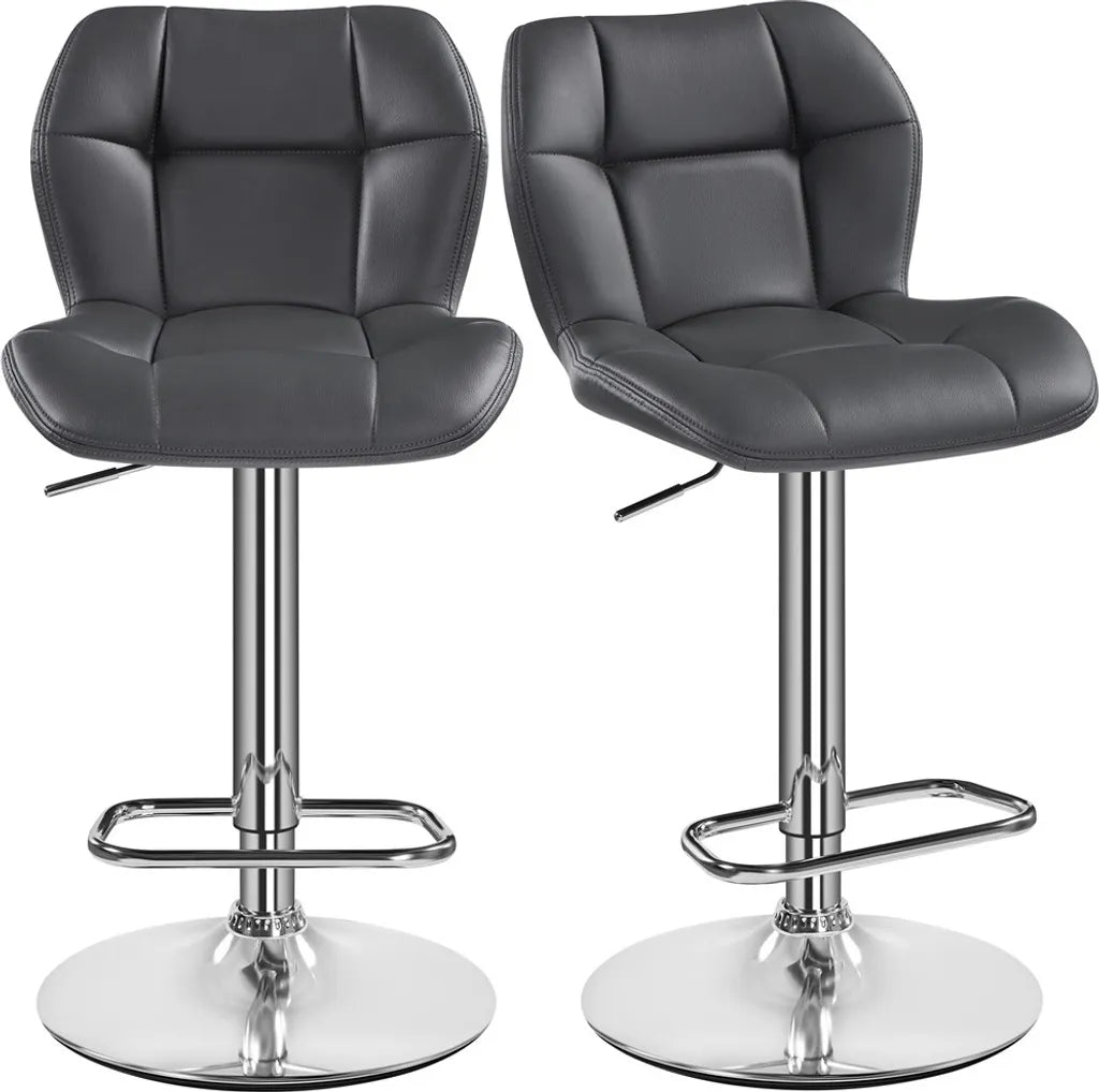 Yaheetech Barhocker – 2 Stück – Höhenverstellbar 62,5–84,5 cm – um 360° drehbar – Grau