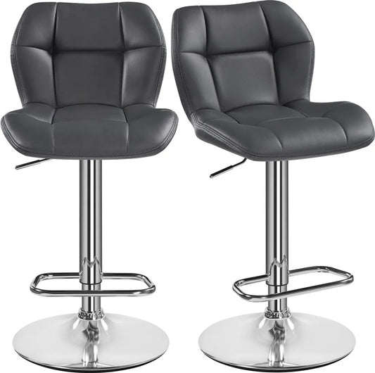 Yaheetech Barhocker – 2 Stück – Höhenverstellbar 62,5–84,5 cm – um 360° drehbar – Grau