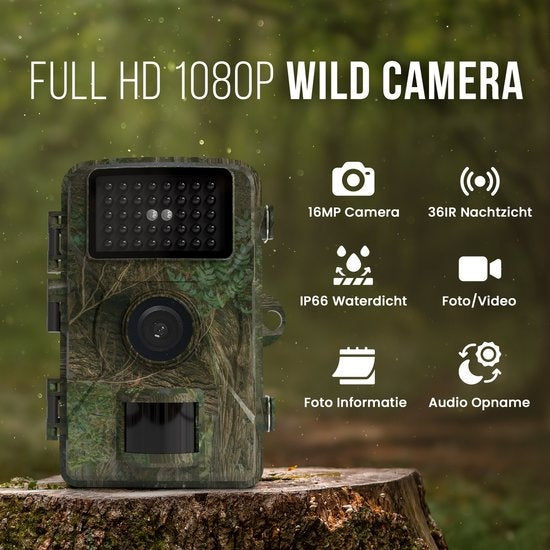 Strex - Wildtierkamera - mit Nachtsicht - 16MP - 1080P Full HD - Wasserdicht - Jagdkamera - Camouflage