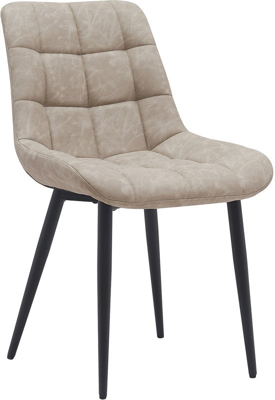 VVD Esszimmerstuhl - beige - schwarz - Metallgestell - industriell - 2er Set
